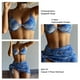 thumbnail image 5 of Traje de baño para mujer, 3 piezas, tirantes finos, estampado de corte alto, traje de baño de bikini con pareo azul S, 5 of 6