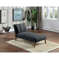 Black Polyfiber Chaise Bed in Living Room Having Solid Wood Legs and Polyfiber Fabric