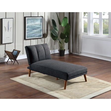 Black Polyfiber Chaise Bed in Living Room Having Solid Wood Legs and Polyfiber Fabric