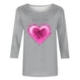 thumbnail image 5 of VKOYWKM Valentine's Day Heart Shirts for Women Cute Graphic Tees Tops 3/4 Sleeve Casual Spring Clothes Loose Fit Crew Neck Valentine Shirt, 5 of 6