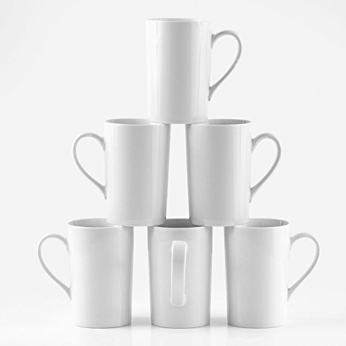 Amuse Professional Barista Classic Tall Mug for Coffee, Tea or Latte Set of 6 12 oz