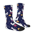 thumbnail image 3 of Uemuo Lama in Space Pattern Women's Crew Socks, Soft Durable Breathable Moisture-Wicking with Odor Control Cotton socks, 3 of 9