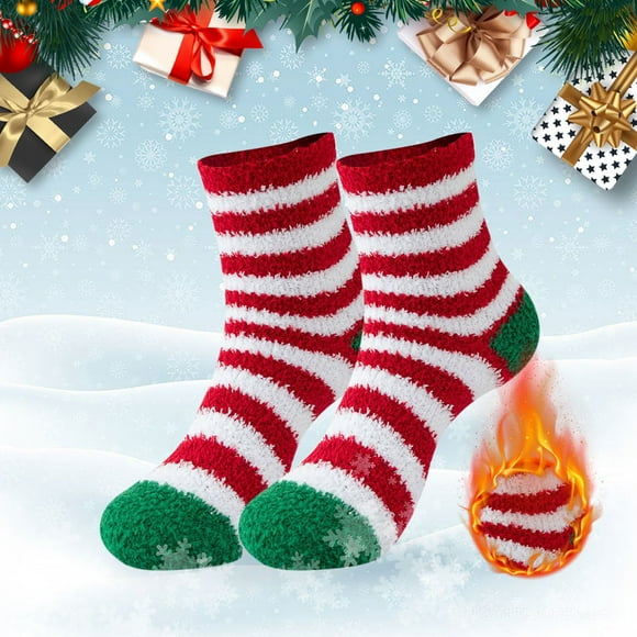 Multi-color Socks Fuzzy Socks for Women Soft Fluffy Winter Cozy Slipper Socks Winter Warm Wool 2 Pairs Crew Cute Socks