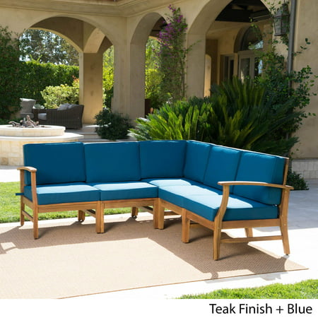 Christopher Knight Home Perla Outdoor 5-piece Acacia Wood Chat Set with Cushion