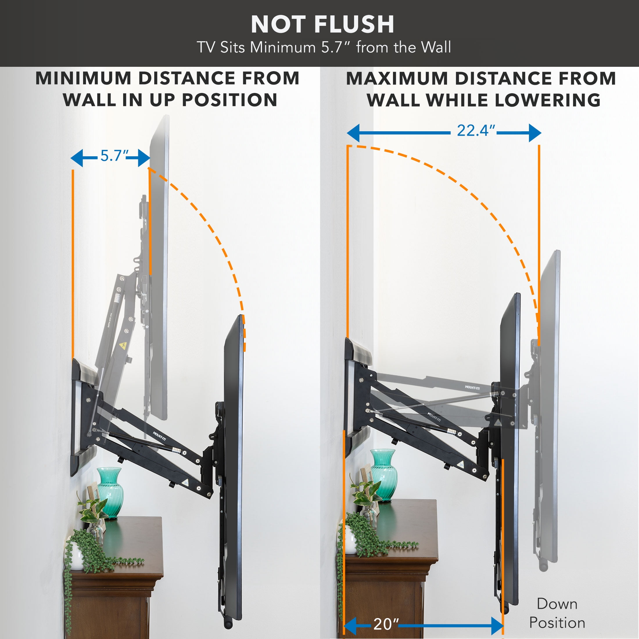 Pull Down Fireplace TV Mount - For TVs from 65" to 85"