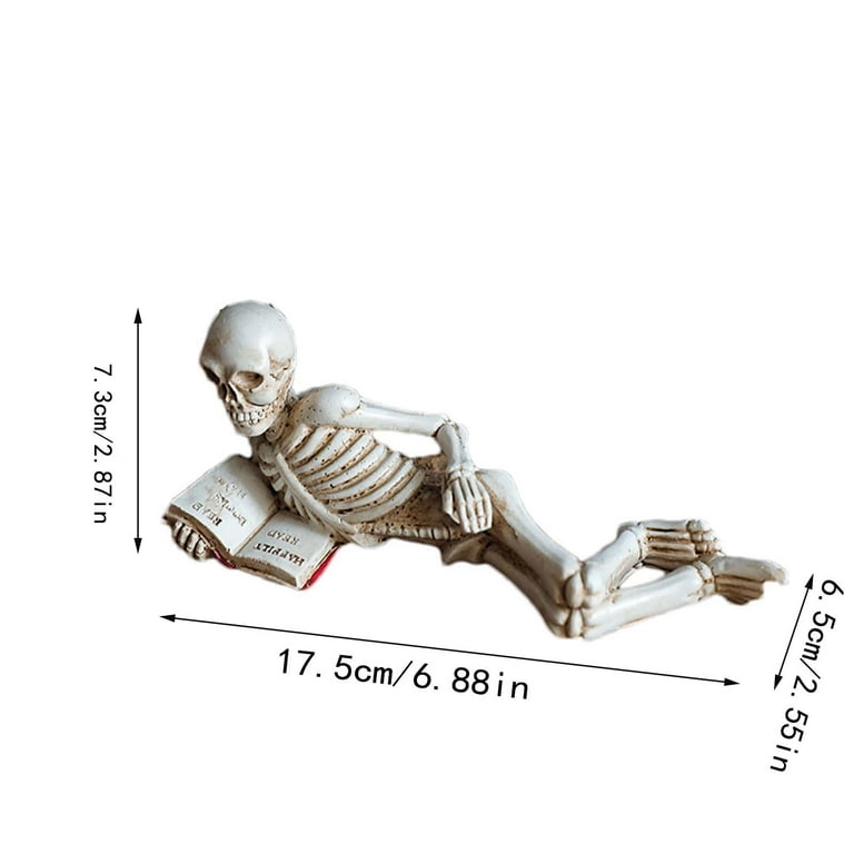 3pcs Halloween Skeleton Statue Creative Reading Skeleton