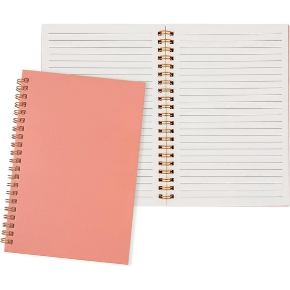 2-Pack College Ruled Hardback Pastel Pink Cover Spiral Notebook - Memo Notepad and Sketchbook for Students, Office, and Business Diary, 120 Pages (60 Sheets), 7.48 x 5.11 Inches.