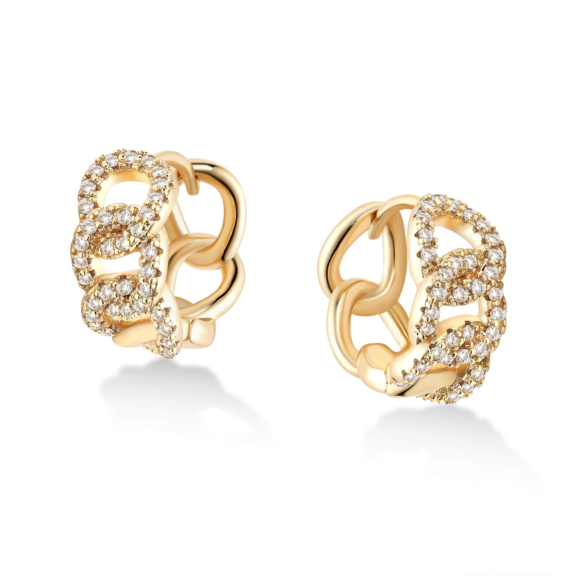 Details about   14K Gold Plated 925 Sterling Silver Iced Baguette Mens Women's Hoops Earrings 