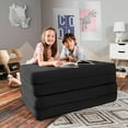 thumbnail image 6 of Jaxx Zipline Big Kids Modular Sofa & Ottoman, 3 in 1 Fold Out Sofa Furniture Set, Microsuede Black, 6 of 9