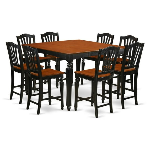 East West Furniture 9  PC  counter  height  set-  Square  pub  Table  and  8  Stools