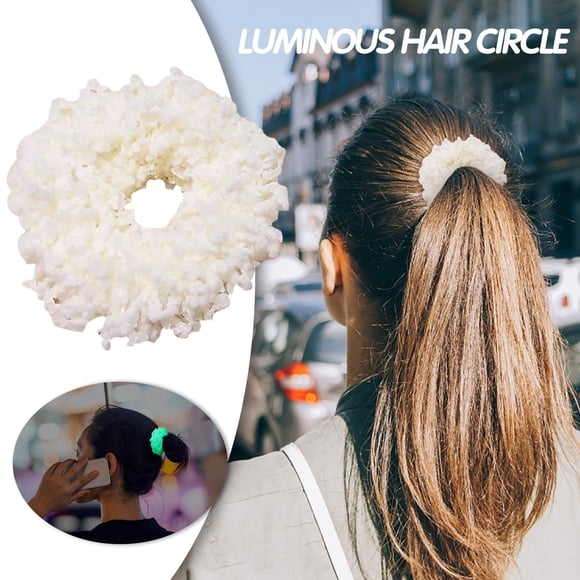 Women Fashion Autumn And Winter Hairy Luminous Hair Circle, Elastic Fashion Fluorescent Rope Circle, Birthday Gift Party, Christmas Halloween Headdress, Christmas Gift