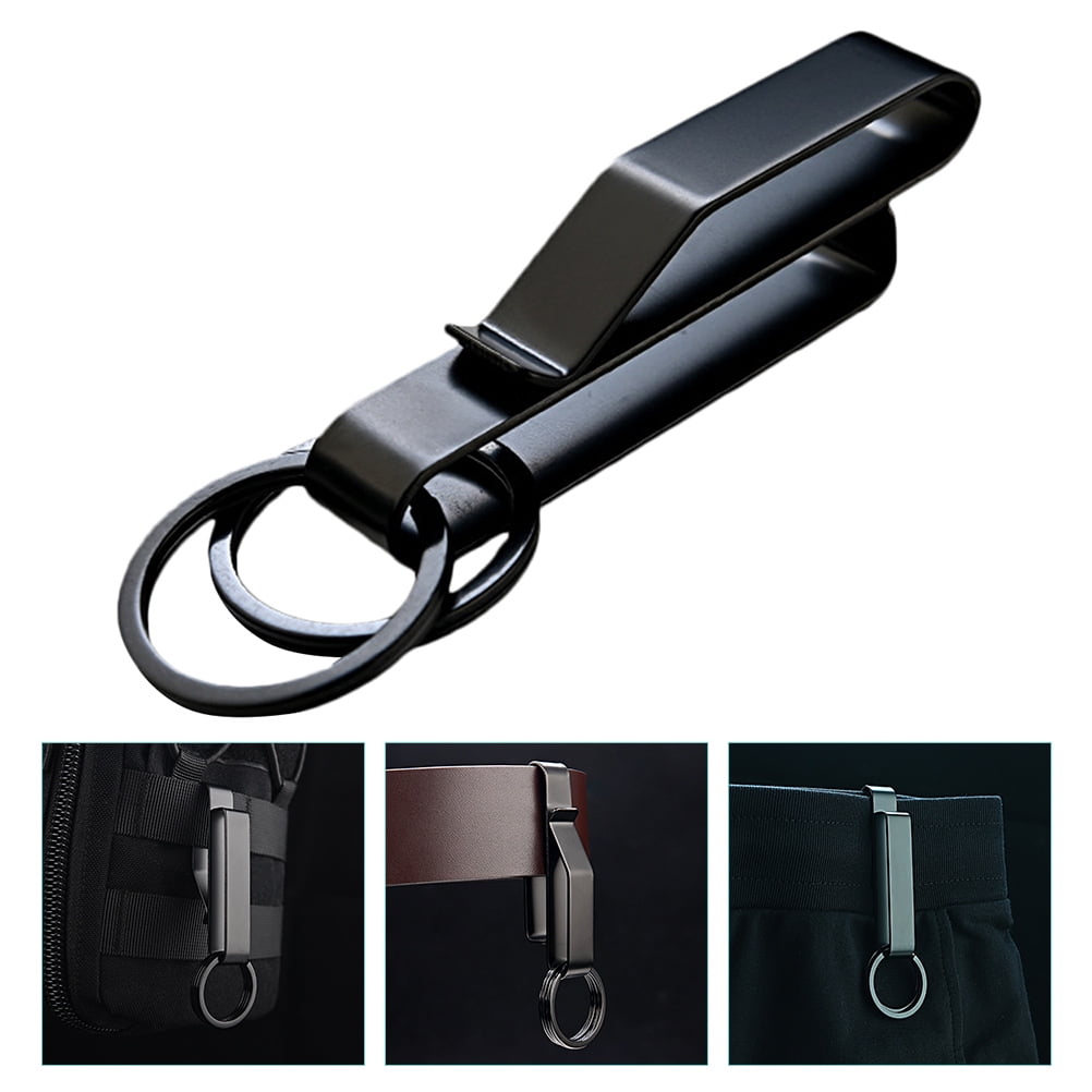 Jwodo 4 Pcs Belt Key Holder Clips, Stainless Steel Security Belt Clip  Keychain, Quick Release Clip-On Holder with Detachable Key Ring, Heavy Duty  Belt