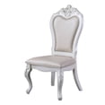 thumbnail image 2 of Zenie Dining Side Chair Set of 2- Carved Cabriole- Faux Leather- White Wood, 2 of 6