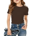 thumbnail image 5 of Girls' Tees Short Sleeve Crew Neck Ribbed Knit T Shirts Slim Fit Tops Casual T Shirt Tops Summer Tops Girls Tee Shirts Size 11-12 Years, 5 of 5