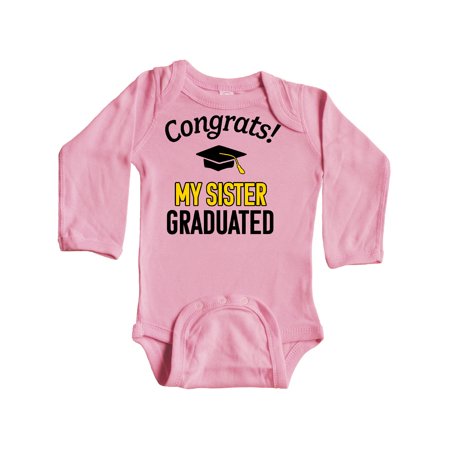 

Inktastic Congrats! My Sister Graduated with cap Gift Baby Boy or Baby Girl Long Sleeve Bodysuit