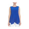 thumbnail image 1 of CeCe Blouse en Tricot Ourlet Mouchoir pour Femmes, Bleu, Grand, 1 of 1