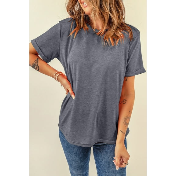 Ushdele Soft Gray Tee: Comfy, Stylish, Versatile – Your Daily Essential!