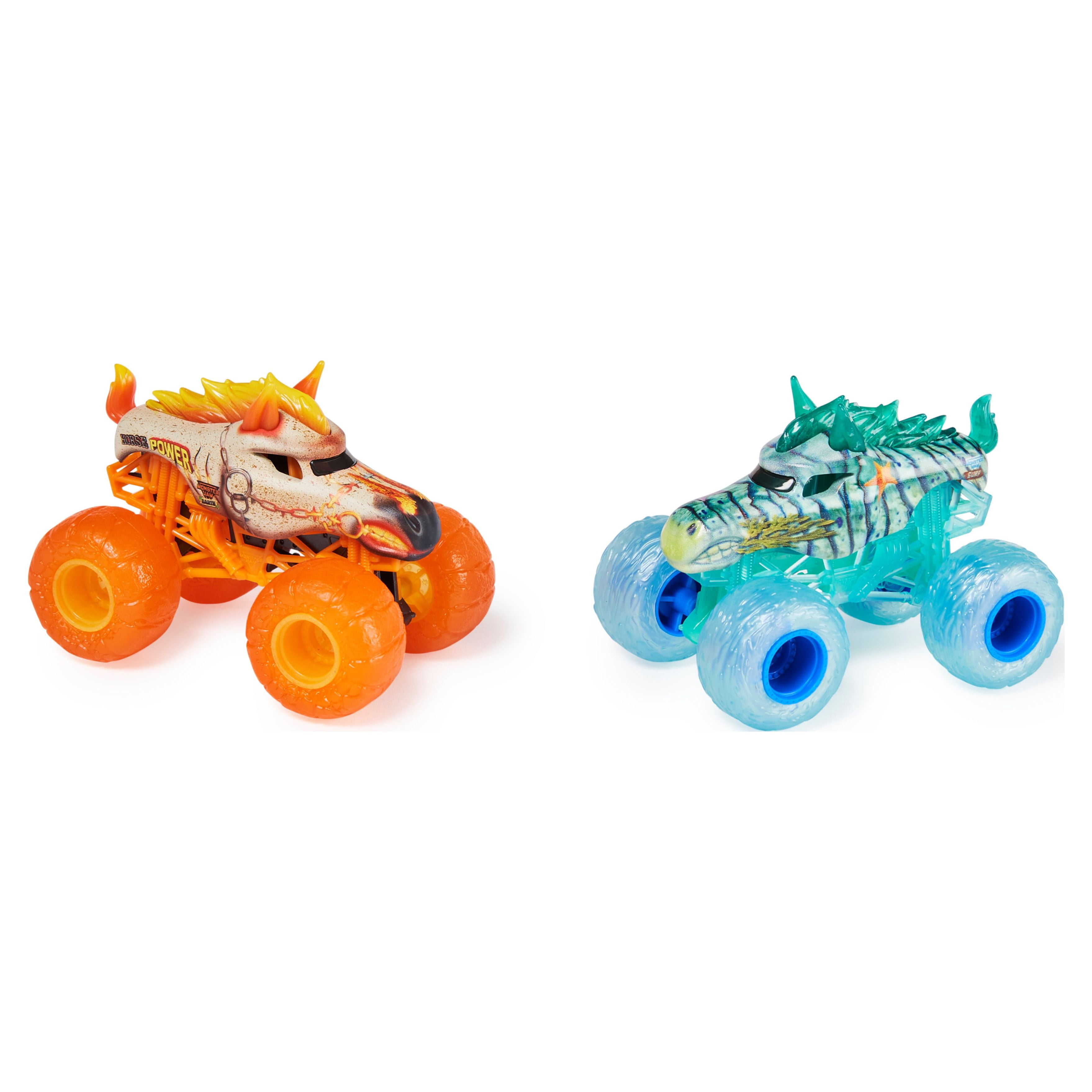 Monster Jam, Official Horse Power D Earth Vs. Sea Horse Surf 1:64 Scale Die-Cast Monster Trucks, Kids Toys for Boys Ages 3 and up