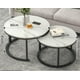 thumbnail image 2 of Mesa De Centro Redonda Doble Blanca Con Base Negra, 2 of 4