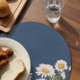 thumbnail image 3 of Daisy Round 15 Inch Placemats Set of 2, Spring Floral Summer Botanical Elegant Navy Blue HeatResistant Non Slip Place Mats for Dining Table, Wipeable Braided Kitchen Table Mats for Housewarming, 3 of 9