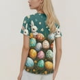 thumbnail image 2 of Bunny Printed Easter Scrubs for Women, Cute Stretch Short Sleeve V-Neck Nurse Tops, Working Uniform Nursing Top with Pockets, Plus sized Easter Themed T-shirts for Womens 02-Dark Green L, 2 of 5