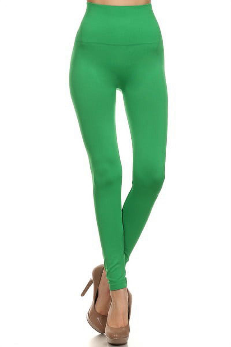 K-Cliffs Women's One Size Solid Color Super High Waist Leggings wt/5½" Waistband, Kelly Green, 95% Polyester, 5% Spandex