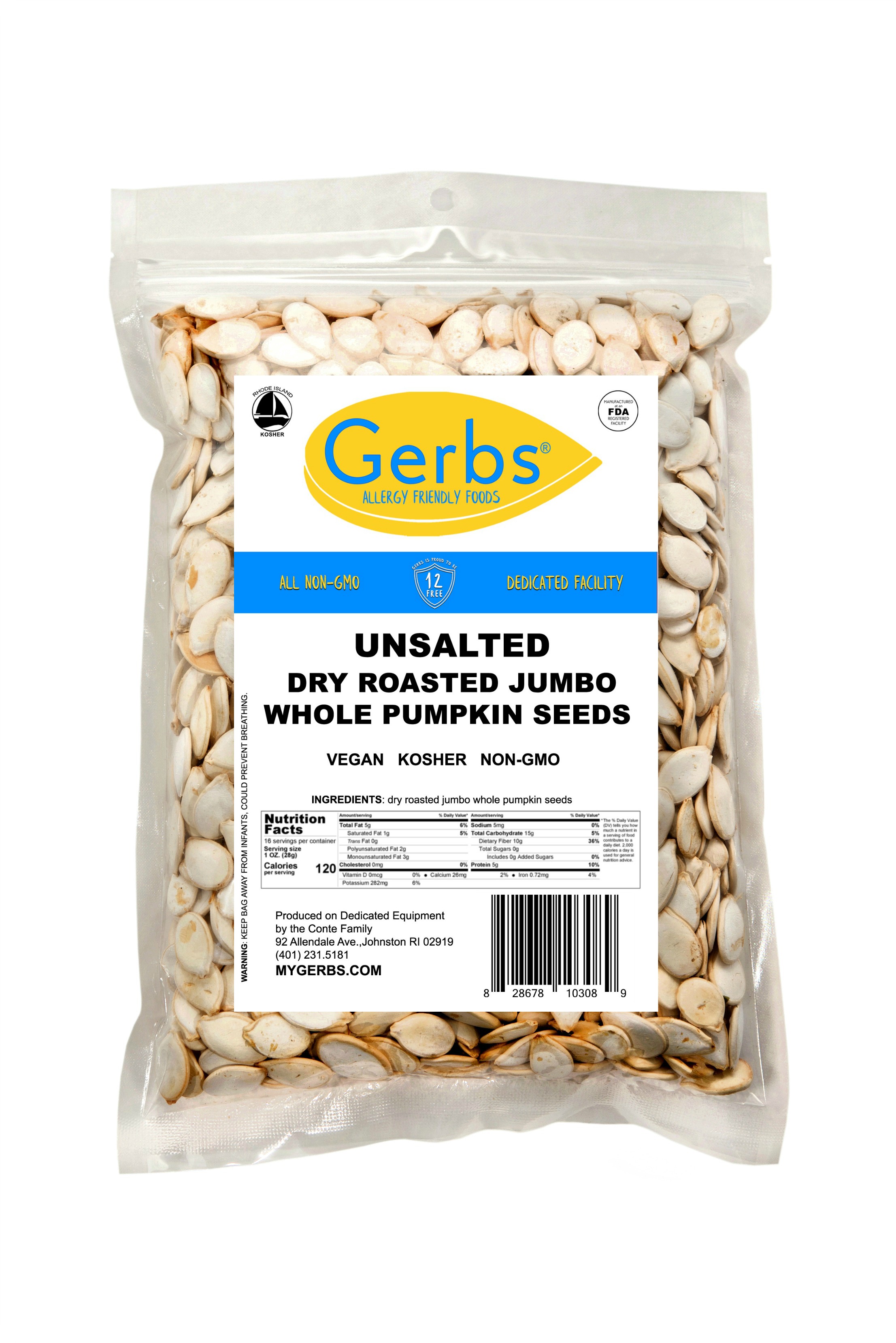 Jumbo Unsalted Pumpkin Seeds In Shell by Gerbs 1 LB Top 14 Food