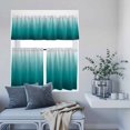 thumbnail image 6 of 3 Piece Kitchen Curtains and Valances Set Teal Ombre Cafe Curtains 24 Inch Length Contemporary Gradient Abstract Art Valance & Tier Curtain for Living Room Bedroom Small Window 54"x18"+27"x24"*2, 6 of 6