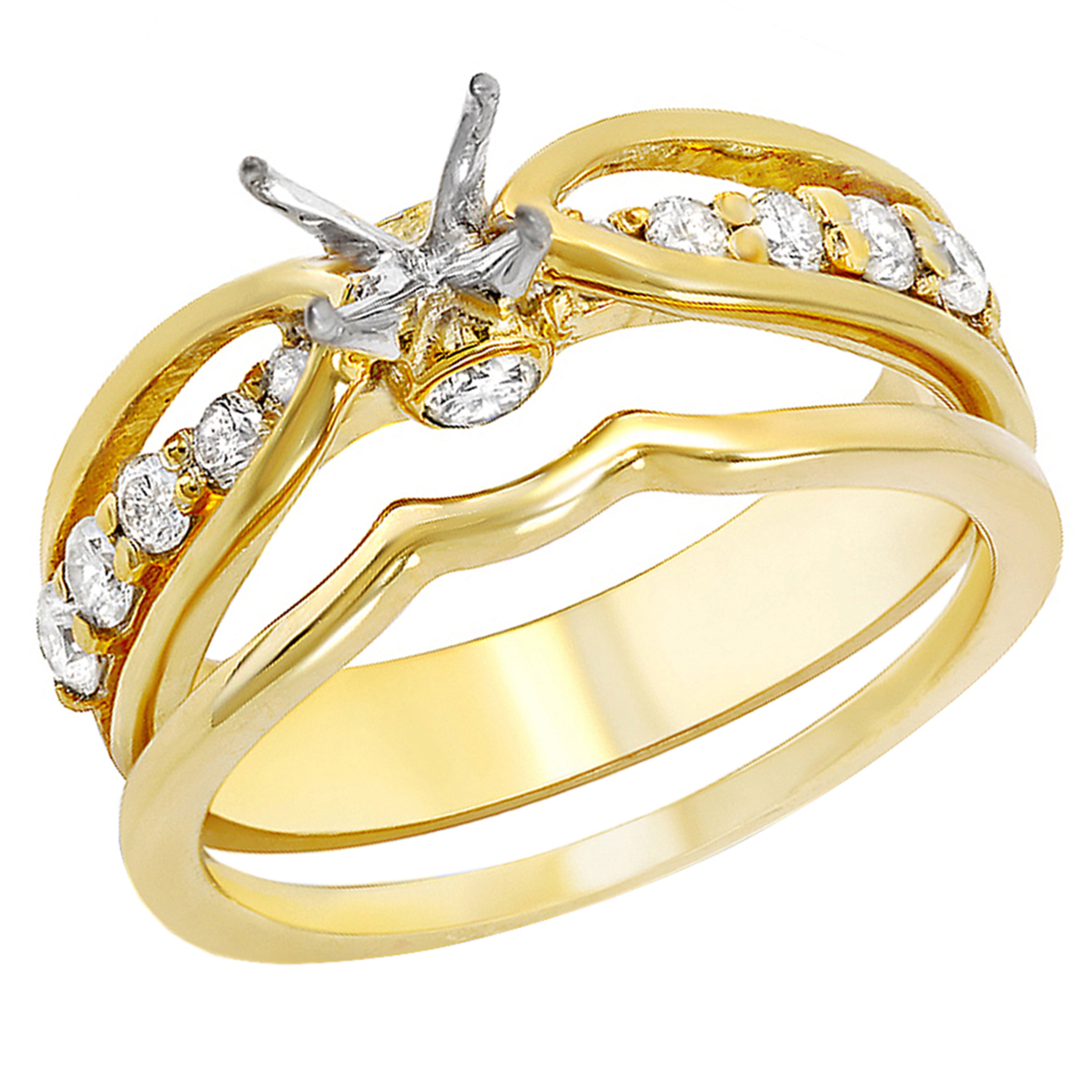 5-5.5mm Round 925 Sterling Sliver Semi Mount Split Shank Diamonds Wedding Ring 