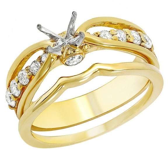 Dazzlingrock Collection 0.50 Carat (ctw) 14K Round Diamond Semi Mount Bridal Engagement Ring Set, Yellow Gold, Size 5.5