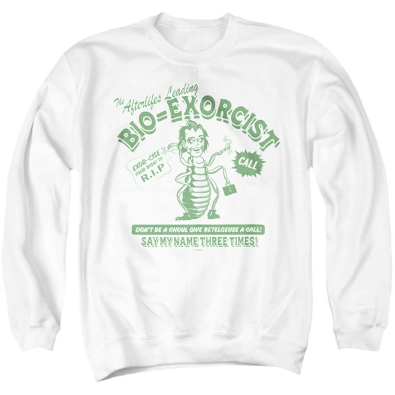 Beetlejuice Beetlejuice Bio Exorcist Unisex Adult Crewneck Sweatshirt, White, 4X-Large