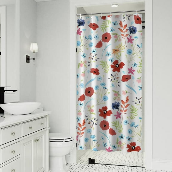 Pioneer Flower Floral Print Pattern Shower Curtain 36"x72" ,Bathroom Decorative Shower Curtains Set with 12 Hooks,Modern Waterproof Washable Shower Curtain