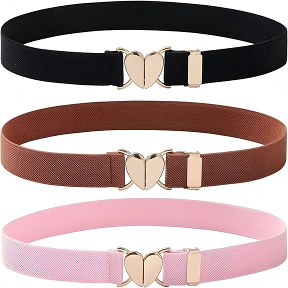 OQRKI Kids Elastic Belt - Adjustable Toddler Heart Buckle Stretch Belts for Boys Girls Boys Baseball Belt