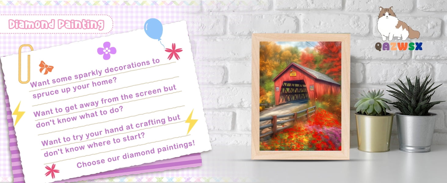 Adult Landscape Diamond Painting, 5D Red Bridge Full Diamond Diamond Art Kit, DIY Flower Gem Painting Set for Room Decoration Bedroom Decoration Gift 16x20 Inch 40×50cm (without frame)