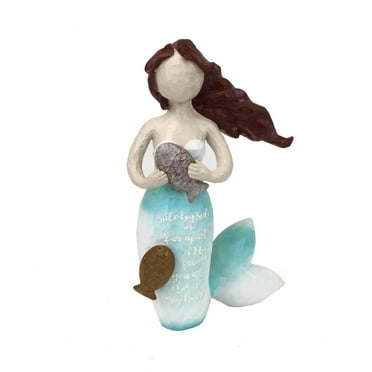 Beachcombers Resin Textured Mermaid with Fish 8.5-inch High