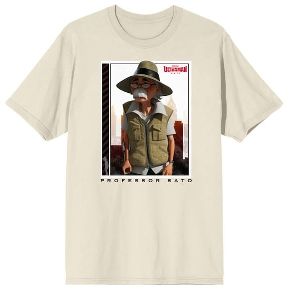 Ultraman Rising Professor Sato Crew Neck Short Sleeve Natural Adult T-shirt-Medium