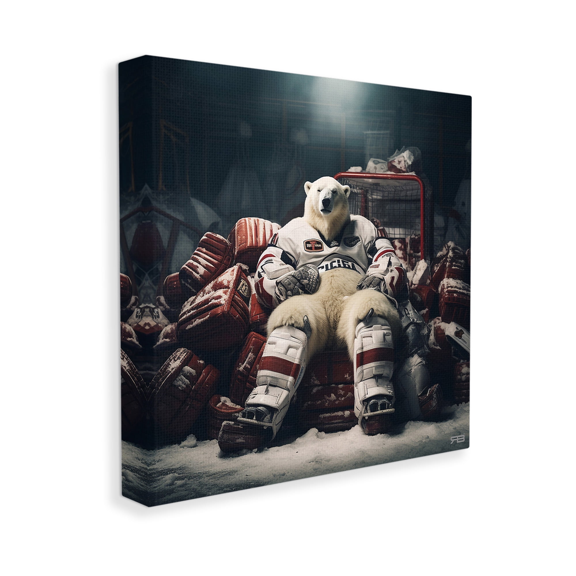 Stupell Industries Hockey Player Polar Bear Animals & Insects Painting Gallery Wrapped Canvas Art Print Wall Art, 30 x 30