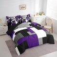 thumbnail image 3 of Manfei Black White Gray Purple Bedding Comforter Set 7-Piece, Geometric Checkered King Bedding Sets, Abstract Aesthetic Bed Sheets, Breathable Room Decor, 3 of 8