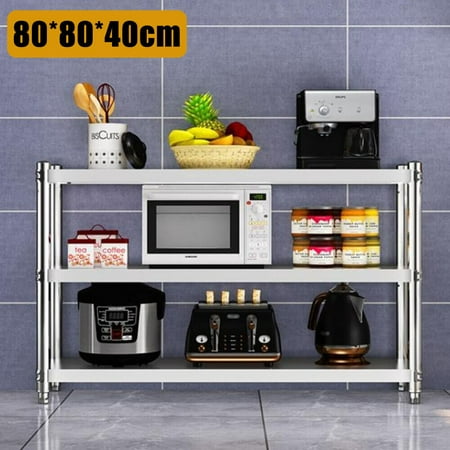 

3 Tier Stainless Steel Shelves Storage Shelf Adjustable Organizer Unit for Kitchen