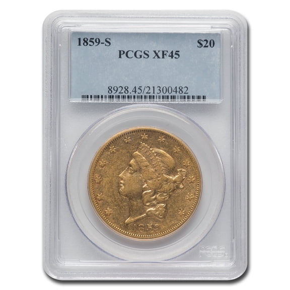 1859-S $20 Liberty Gold Double Eagle XF-45 PCGS