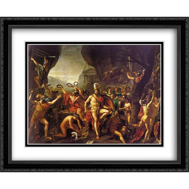 Leonidas at Thermopylae 2x Matted 34x28 Large Black Ornate Framed Art ...