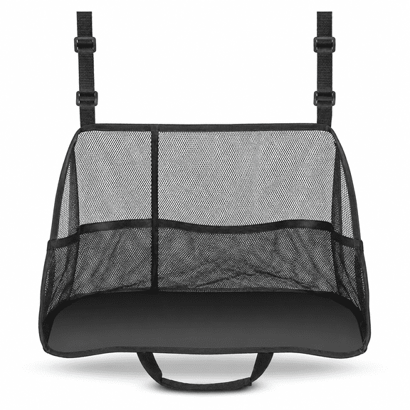 Black Car Mesh Storage Organizer with Headrest Straps and Safety Barrier