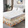 thumbnail image 4 of Thanksgiving Pumpkin Bed Skirt King Size 16 Inch Drop, Autumn Leaves Fruit Harvest Beige Wrap Around Dust Ruffle Bedskirts, Wrinkle & Fade Resistant Easy Fit Bedskirt with Adjustable Elastic, 4 of 8