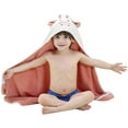 thumbnail image 1 of Toalla con capucha para niños pequeños de vaca marrón para baño y playa, adecuada para bebés, 100% algodón absorbente suave con capucha de cara de animal, 35 x 35 pulgadas, tamaño grande brillar vestir, 1 of 5