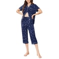 thumbnail image 2 of Pijama Ekouaer Capri para mujer de manga corta con botones, 2 of 6
