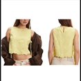 thumbnail image 3 of Camisetas Sin Mangas para Mujer Y2K, Cuello Cuadrado, Sin Mangas, con Lazo, Blusa Corta de Verano Elegante para Salir. Amarillo L, 3 of 7