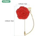 thumbnail image 3 of Rose Brooch Pin Cloth Flower with Gold Leaf Brooch, Lapel for Men Wedding Accessories, 3 of 5