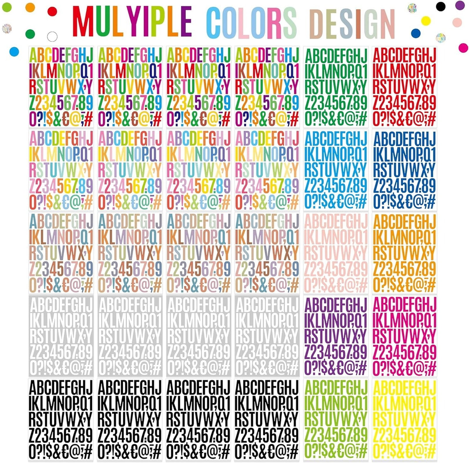 30Sheets Large Letter Sticker Decorative Sticker Gold Glittering Letter Number Sticker Adhesive Sticker for Scrapbooking