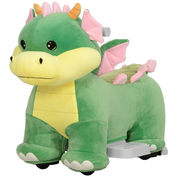 Battery Powered Ride on Toy, 6V Ride on Horse with Music Forward, PU Wheels, for 18-36 Months, Green