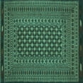 thumbnail image 1 of Ahgly Company Machine Washable Indoor Square Southwestern Turquoise Blue Country Area Rugs, 5' Square, 1 of 4